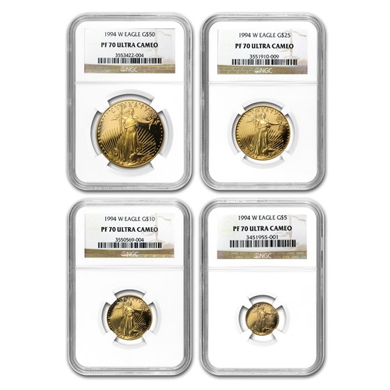 1994-W 4-Coin Proof Gold American Eagle Set PF-70 NGC 1994-W 4-Coin Proof Gold American Eagle Set PF-70 NGC